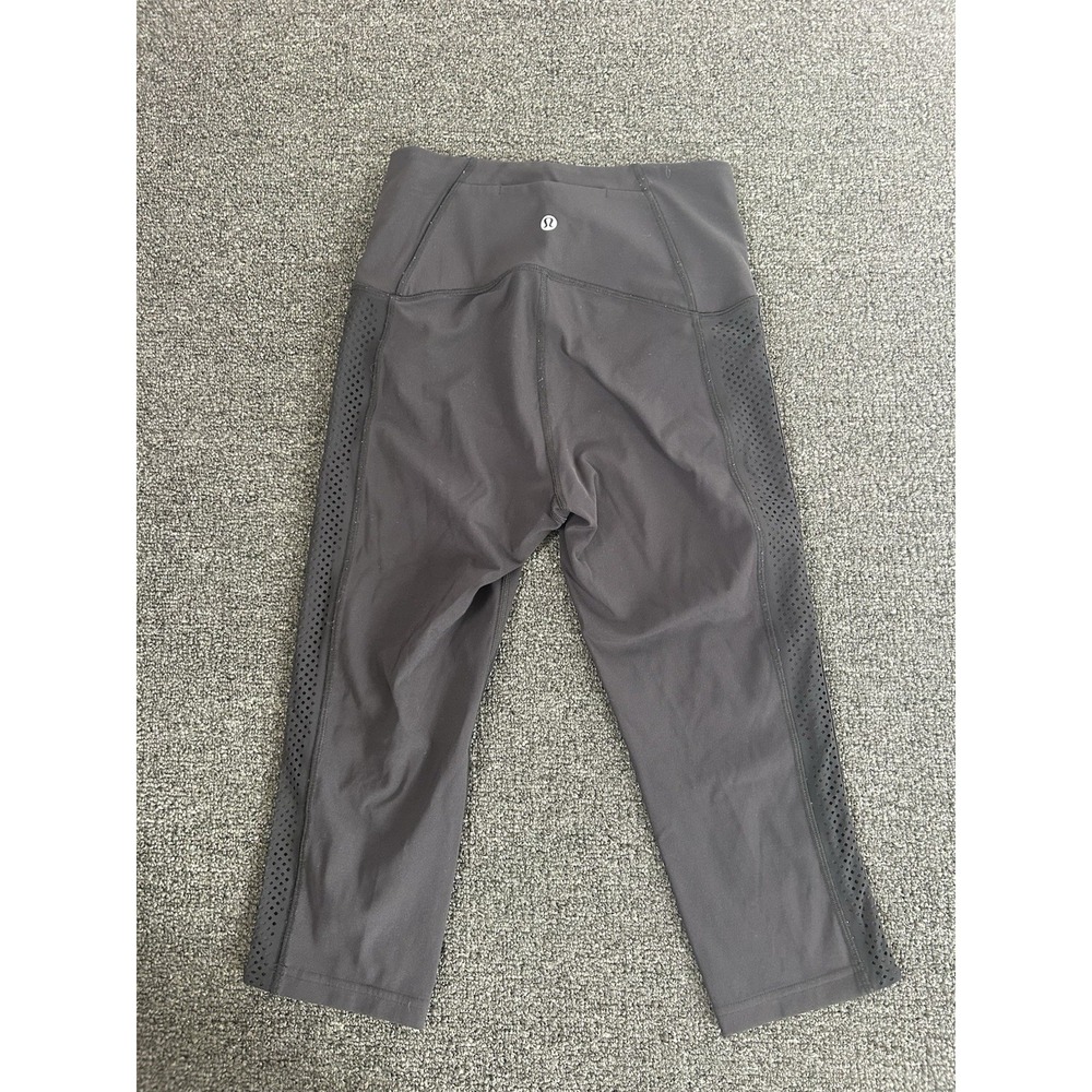 Lululemon Capri Mesh Leggings Black Womens Size 4 Stretch Train Athletic Train